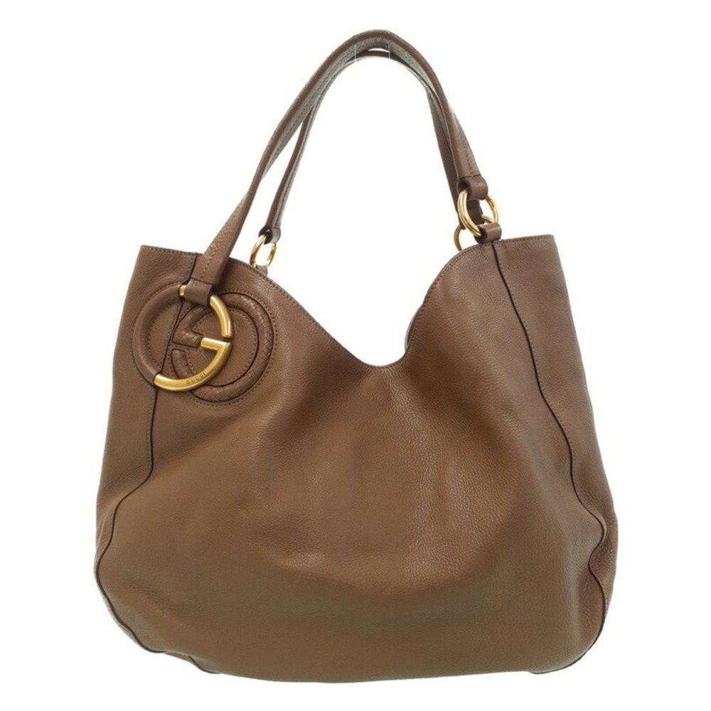Gucci Interlocking Brown G bag calfskin tote shoulder pebbled - Picture 2 of 9